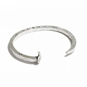 GILES & BROTHERS Le Beau Silver Tone Railroad Spike Cuff Bracelet Size 5